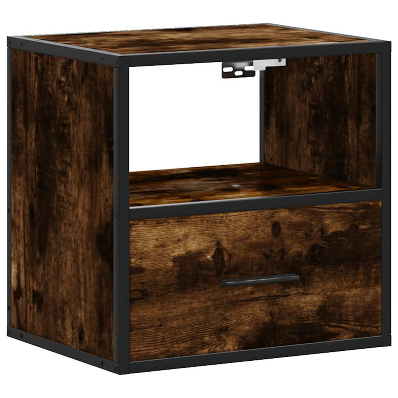 vidaXL füstös tölgy színű falra szerelhető éjjeliszekrény 40x31x39,5cm