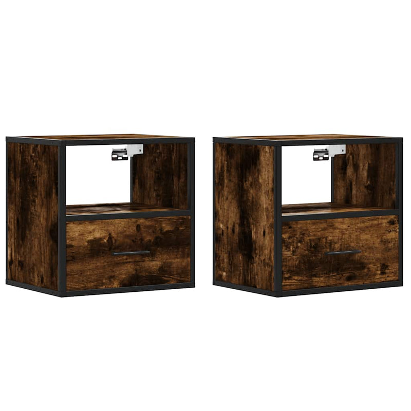 vidaXL 2db füstös tölgy színű fali éjjeliszekrény 40 x 31 x 39,5 cm