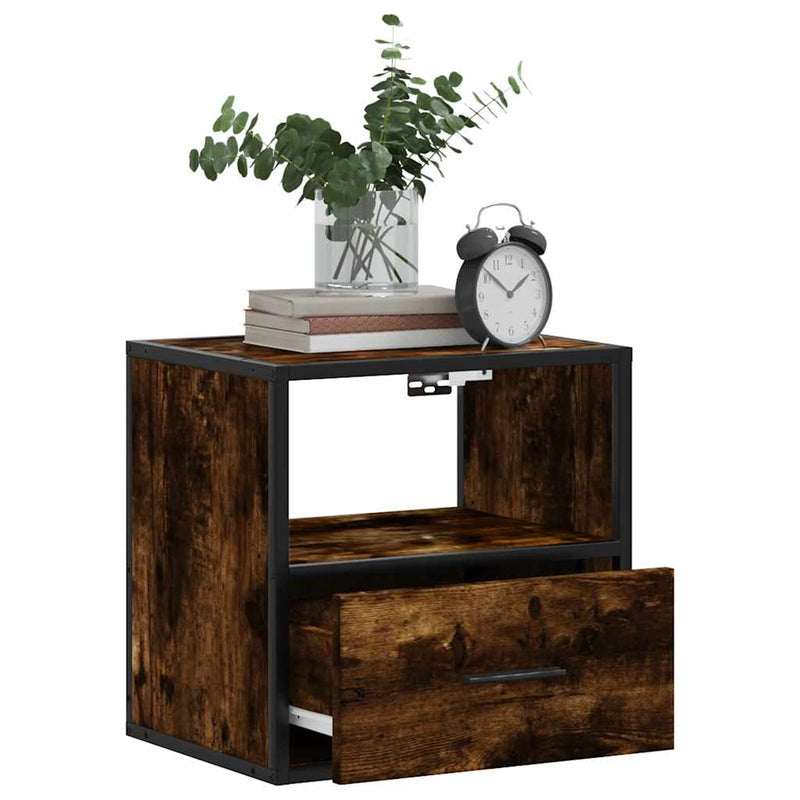 vidaXL 2db füstös tölgy színű fali éjjeliszekrény 40 x 31 x 39,5 cm