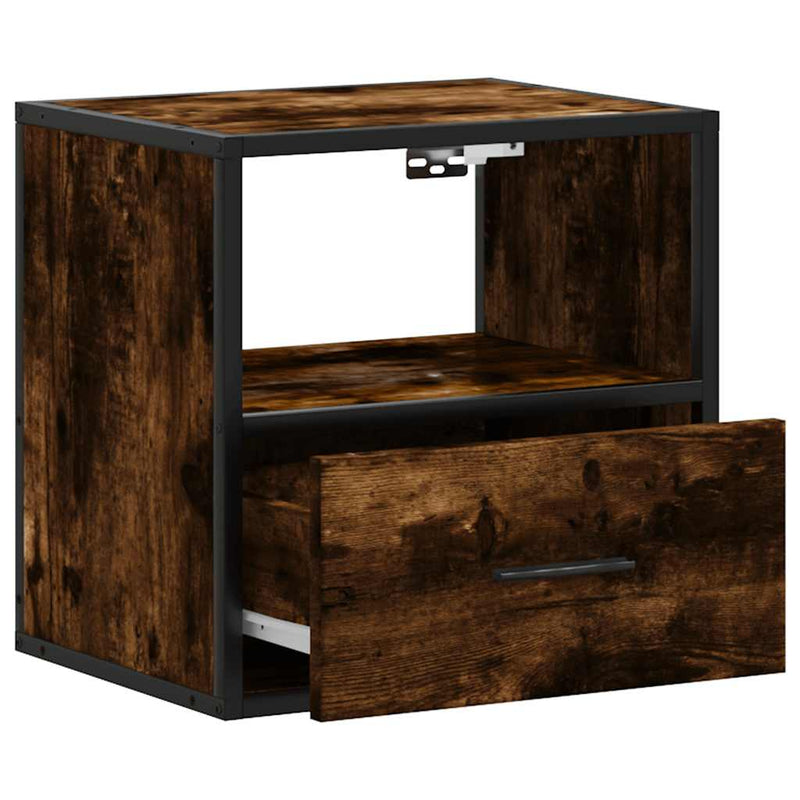 vidaXL 2db füstös tölgy színű fali éjjeliszekrény 40 x 31 x 39,5 cm
