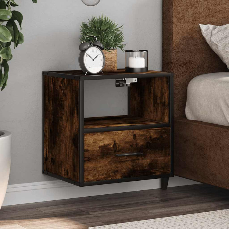 vidaXL 2db füstös tölgy színű fali éjjeliszekrény 40 x 31 x 39,5 cm