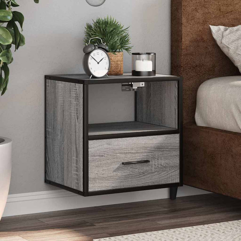 vidaXL szürke sonoma falra szerelhető éjjeliszekrény 40x31x39,5cm