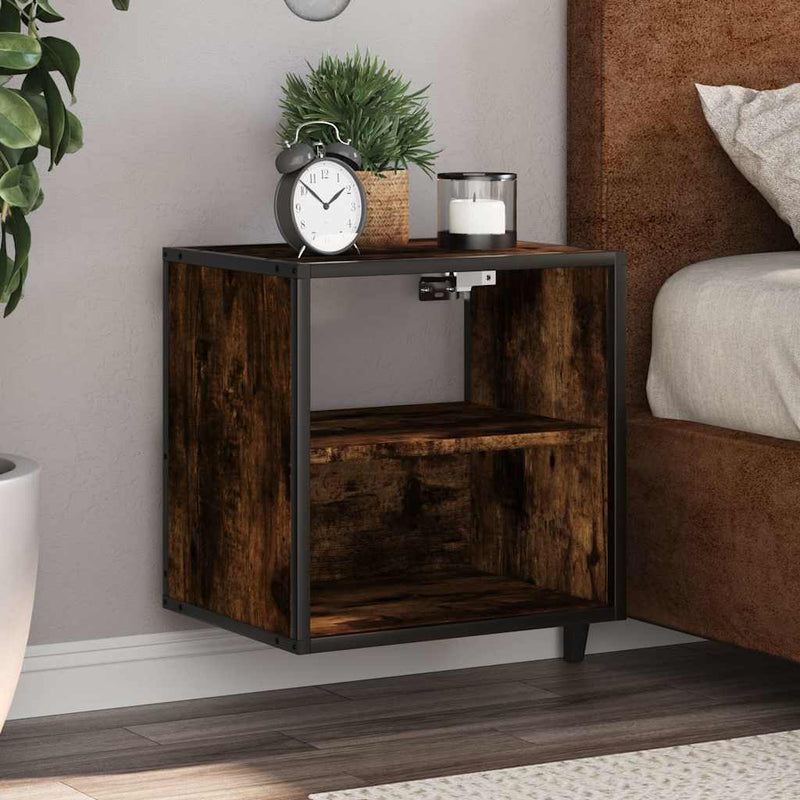 vidaXL füstös tölgy színű falra szerelhető éjjeliszekrény 40x31x39,5cm