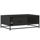 vidaXL fekete szerelt fa és fém dohányzóasztal 90 x 57 x 35 cm
