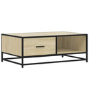 vidaXL sonoma tölgy szerelt fa és fém dohányzóasztal 90 x 57 x 35 cm