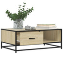 vidaXL sonoma tölgy szerelt fa és fém dohányzóasztal 90 x 57 x 35 cm