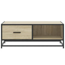 vidaXL sonoma tölgy szerelt fa és fém dohányzóasztal 90 x 57 x 35 cm
