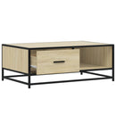 vidaXL sonoma tölgy szerelt fa és fém dohányzóasztal 90 x 57 x 35 cm