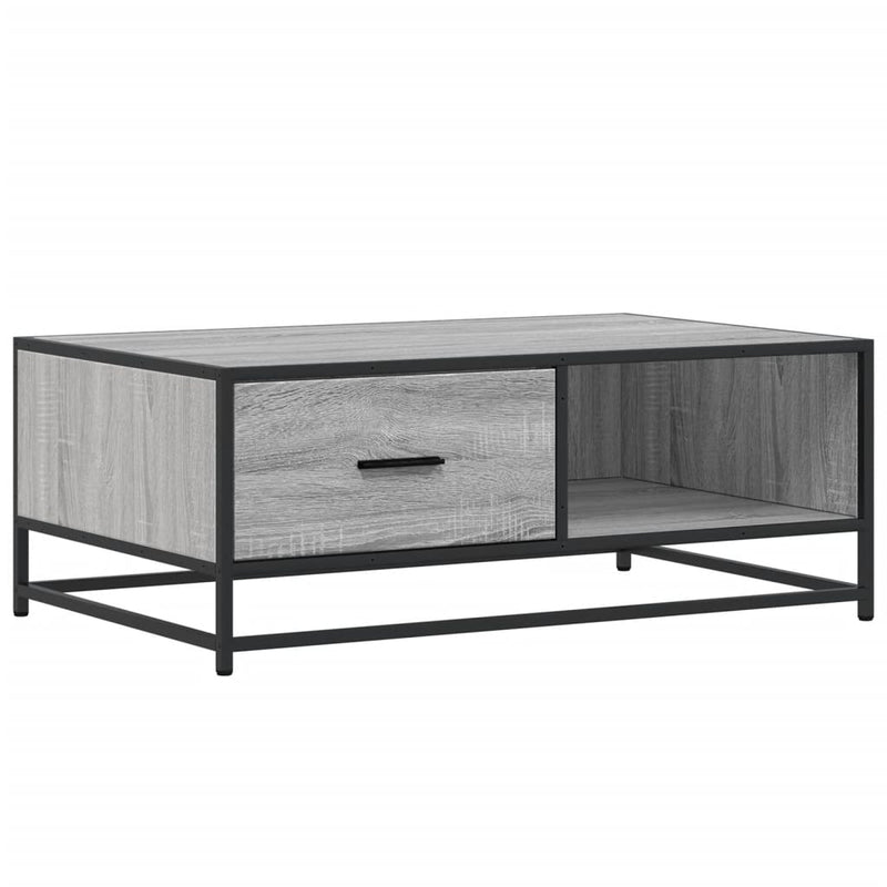 vidaXL szürke sonoma szerelt fa és fém dohányzóasztal 90 x 57 x 35 cm