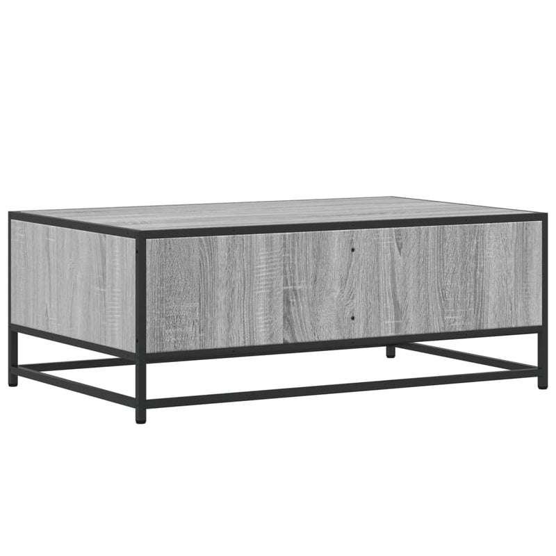 vidaXL szürke sonoma szerelt fa és fém dohányzóasztal 90 x 57 x 35 cm