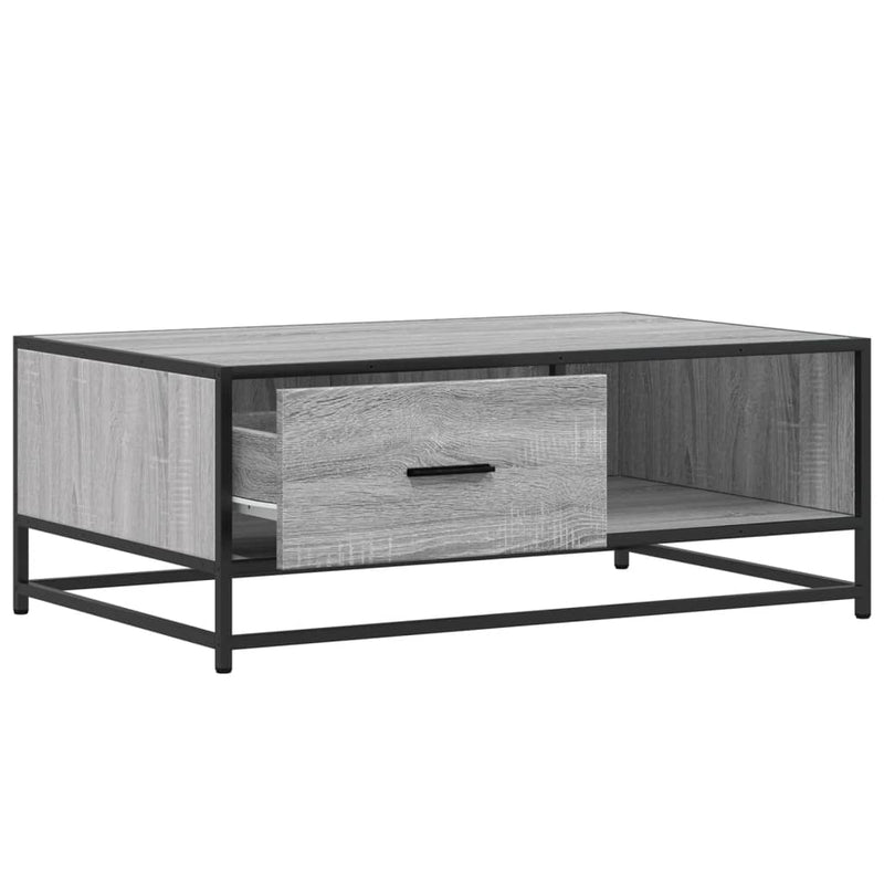 vidaXL szürke sonoma szerelt fa és fém dohányzóasztal 90 x 57 x 35 cm