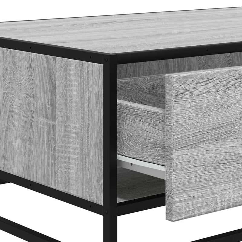 vidaXL szürke sonoma szerelt fa és fém dohányzóasztal 90 x 57 x 35 cm