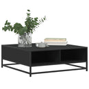 vidaXL fekete szerelt fa és fém dohányzóasztal 80 x 80 x 30 cm