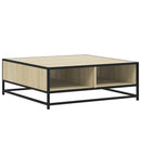vidaXL sonoma tölgy szerelt fa és fém dohányzóasztal 80 x 80 x 30 cm