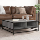 vidaXL szürke sonoma szerelt fa és fém dohányzóasztal 80 x 80 x 30 cm