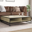 vidaXL sonoma tölgy szerelt fa és fém dohányzóasztal 100 x 100 x 30 cm