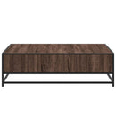 vidaXL barna tölgy szerelt fa és fém dohányzóasztal 100 x 100 x 30 cm