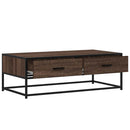 vidaXL barna tölgy színű szerelt fa és fém dohányzóasztal 100x50x35 cm
