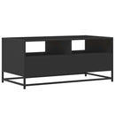 vidaXL fekete szerelt fa és fém dohányzóasztal 100 x 50 x 45 cm