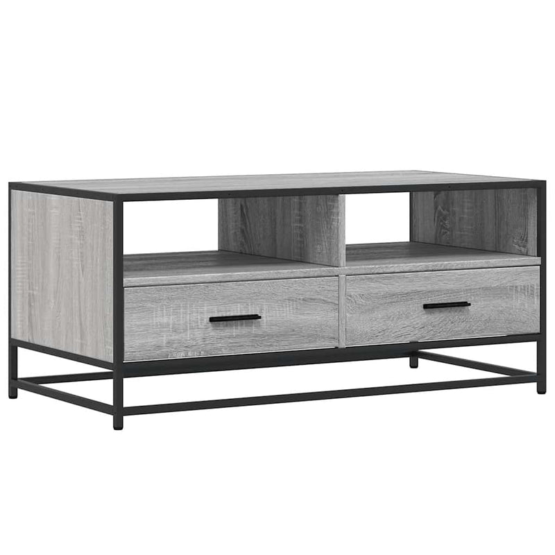 vidaXL szürke sonoma szerelt fa és fém dohányzóasztal 100 x 50 x 45 cm