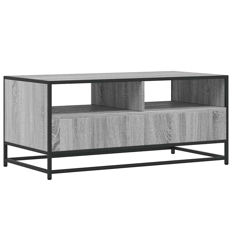 vidaXL szürke sonoma szerelt fa és fém dohányzóasztal 100 x 50 x 45 cm