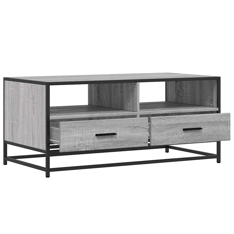 vidaXL szürke sonoma szerelt fa és fém dohányzóasztal 100 x 50 x 45 cm