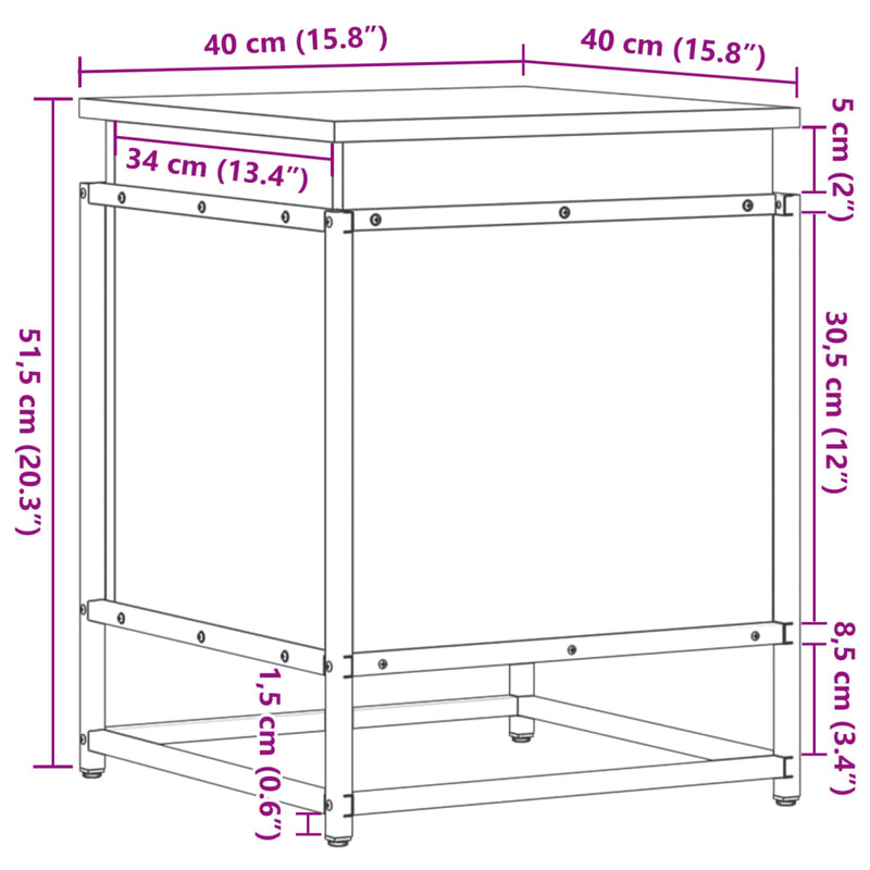 vidaXL fekete szerelt fa tárolóláda fedéllel 40 x 40 x 51,5 cm