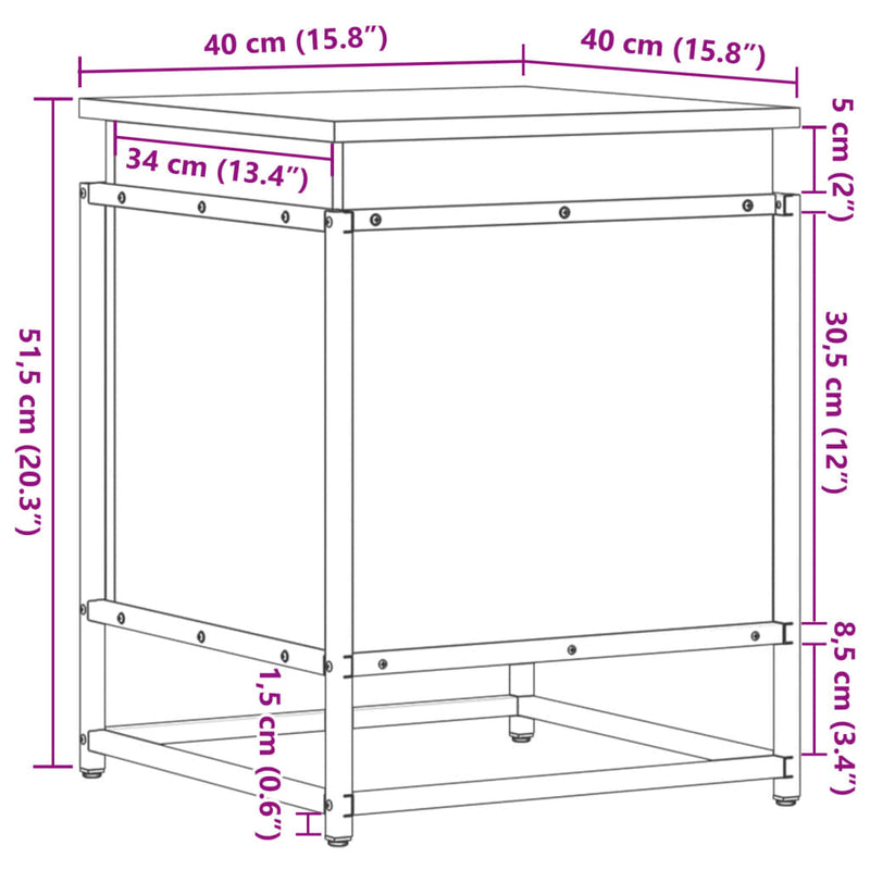 vidaXL szürke sonoma szerelt fa tárolóláda fedéllel 40x40x51,5 cm