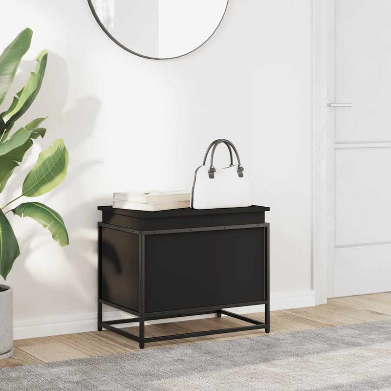 vidaXL fekete szerelt fa tárolóláda fedéllel 60 x 40 x 51,5 cm