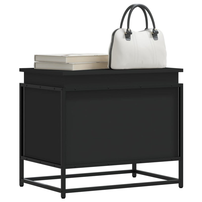 vidaXL fekete szerelt fa tárolóláda fedéllel 60 x 40 x 51,5 cm