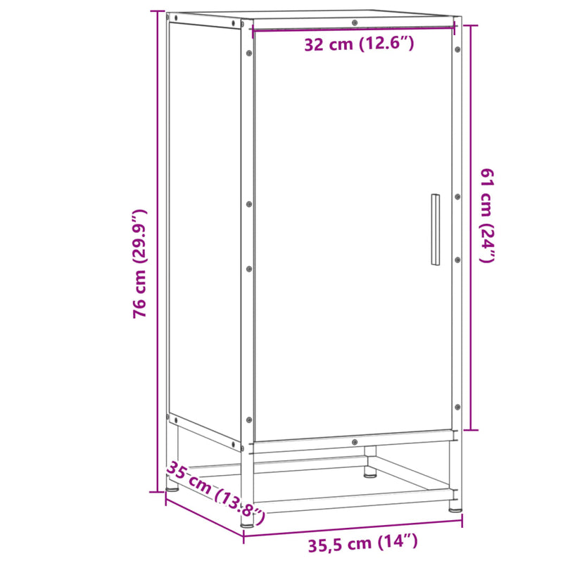 vidaXL fekete szerelt fa tálalószekrény 35,5 x 35 x 76 cm