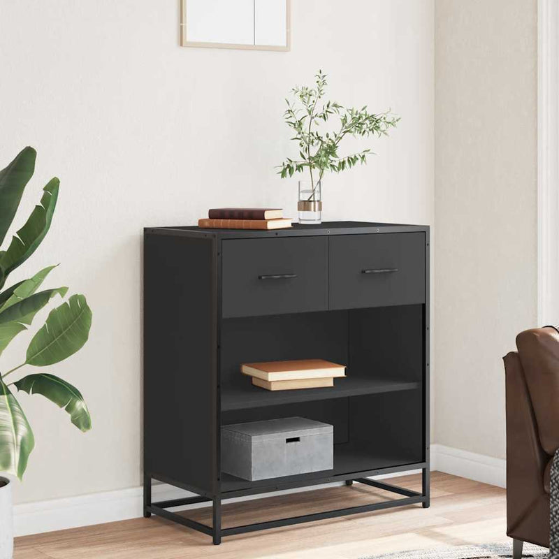 vidaXL Tálalószekrény Fekete 68x35x76 cm Engineered Wood