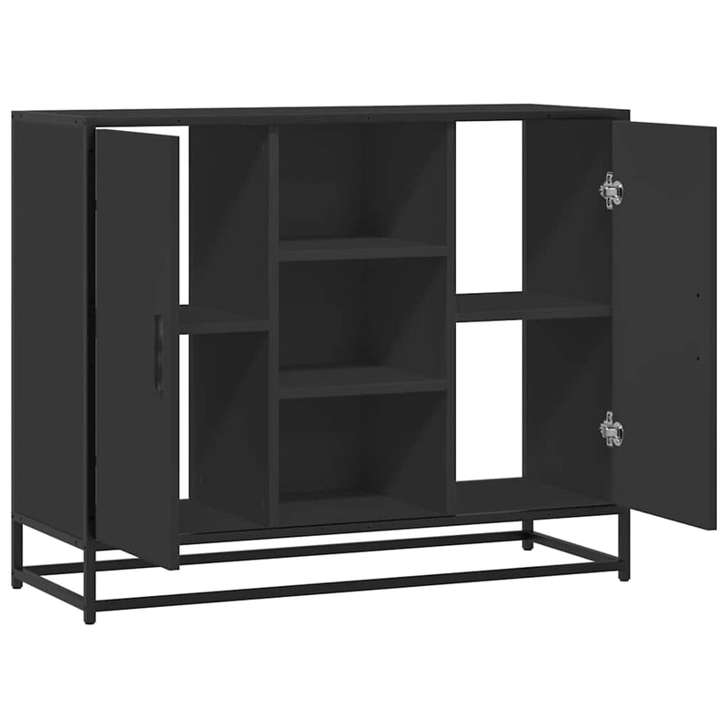 vidaXL fekete szerelt fa tálalószekrény 92 x 35 x 76 cm