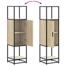 vidaXL Highboard sonoma tölgy 35,5x35x139 cm gépelt fa és fém