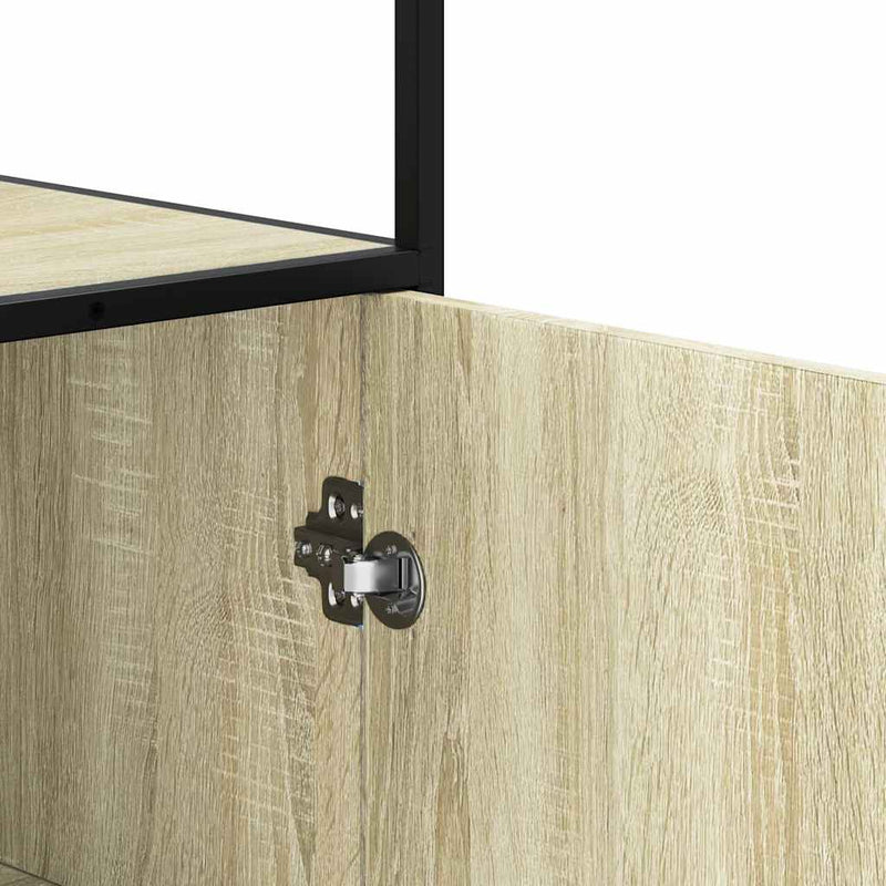 vidaXL Highboard sonoma tölgy 35,5x35x139 cm gépelt fa és fém