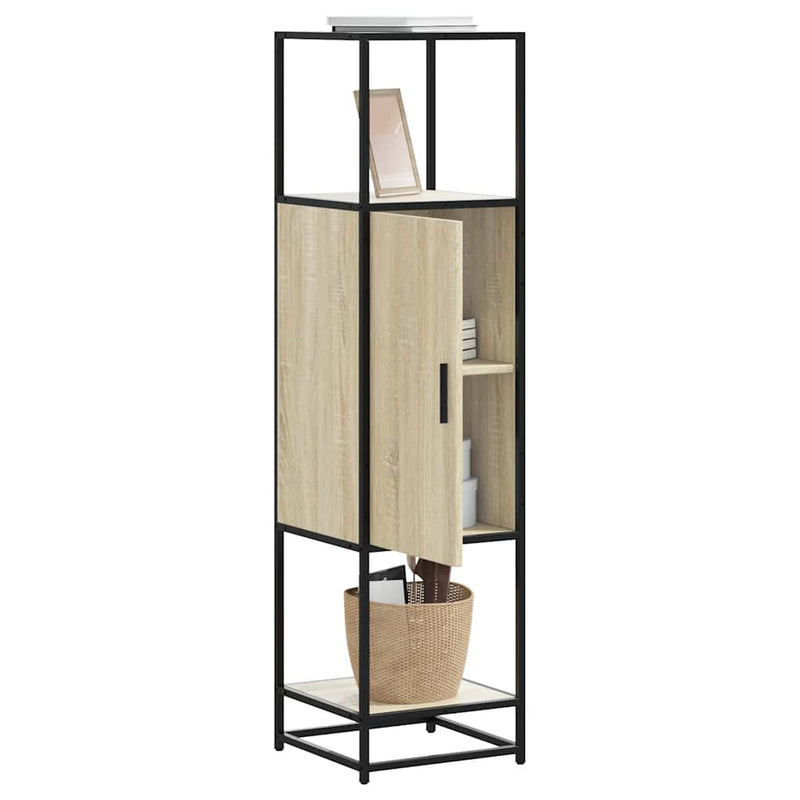 vidaXL Highboard sonoma tölgy 35,5x35x139 cm gépelt fa és fém