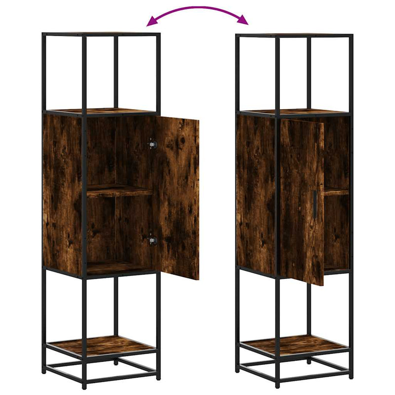 vidaXL Highboard sonoma tölgy 35,5x35x139 cm gépelt fa és fém