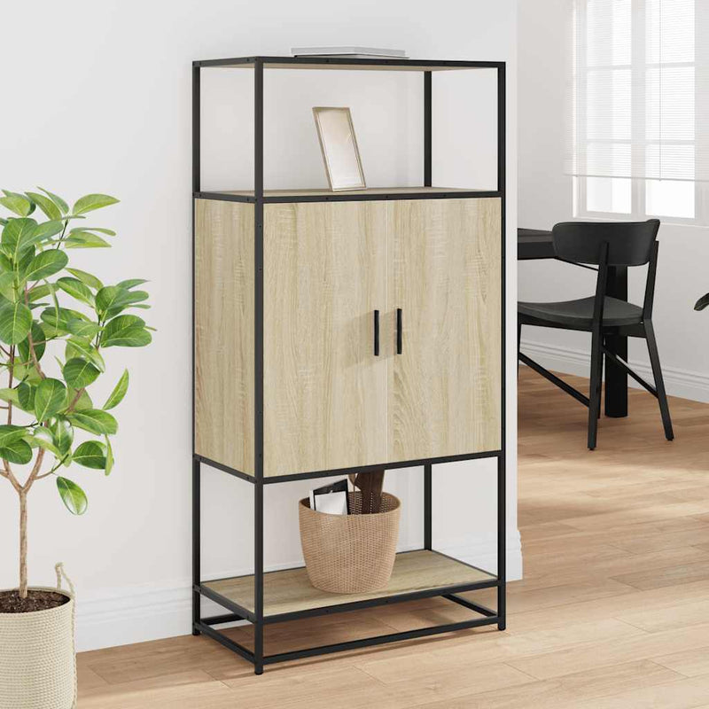 vidaXL Highboard sonoma tölgy 68x35x139 cm gépelt fa és fém