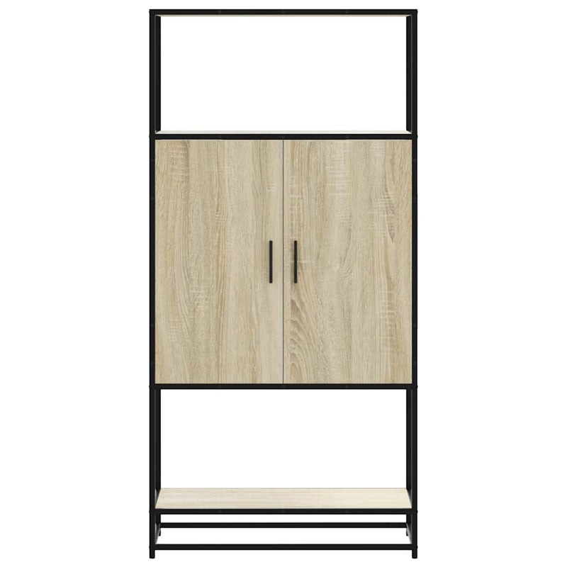 vidaXL Highboard sonoma tölgy 68x35x139 cm gépelt fa és fém