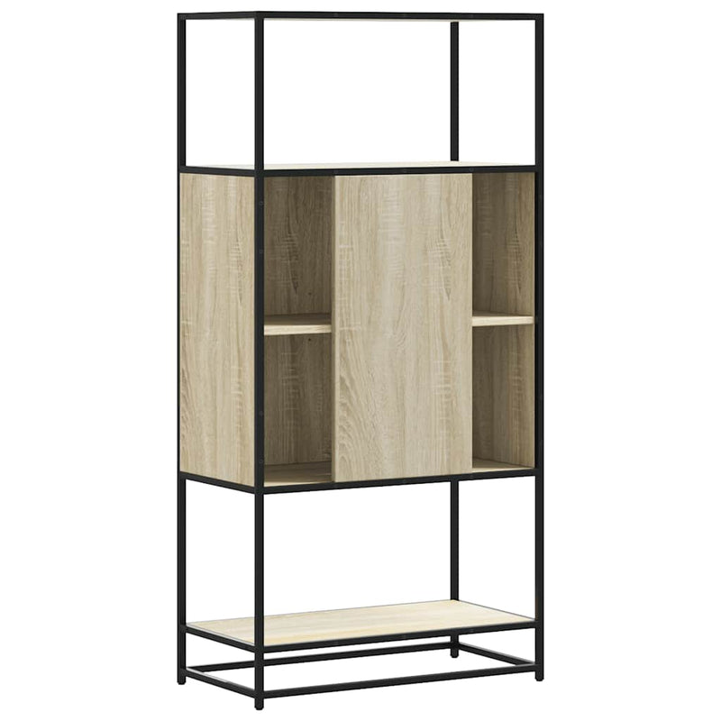 vidaXL Highboard sonoma tölgy 68x35x139 cm gépelt fa és fém