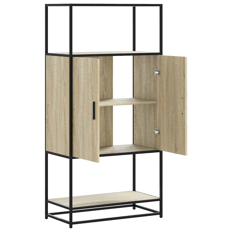 vidaXL Highboard sonoma tölgy 68x35x139 cm gépelt fa és fém