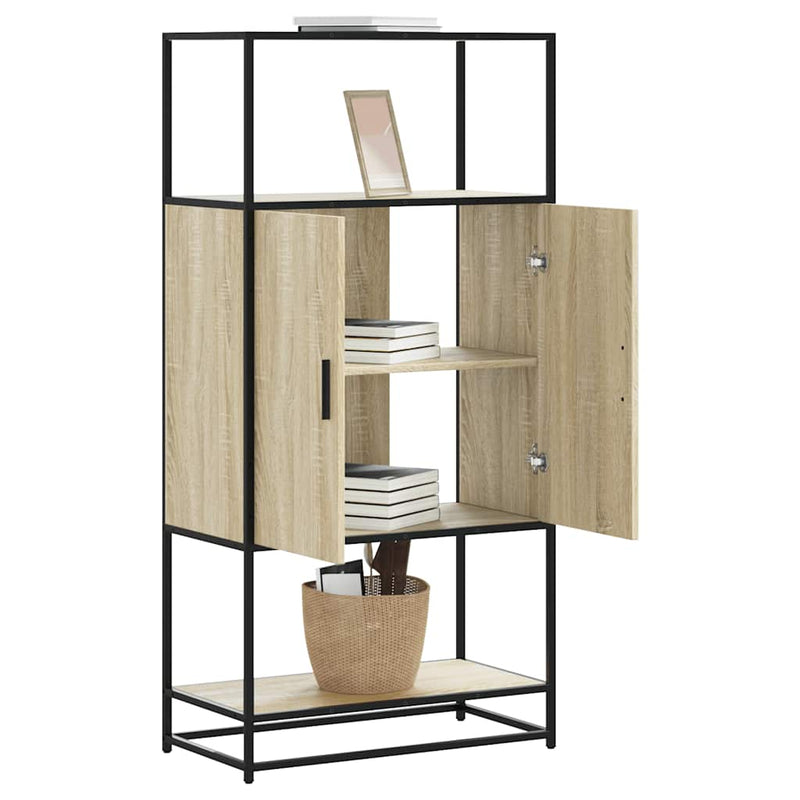 vidaXL Highboard sonoma tölgy 68x35x139 cm gépelt fa és fém