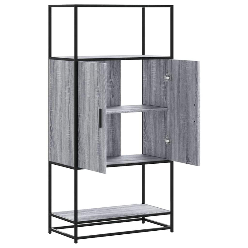 vidaXL Highboard szürke sonoma 68x35x139 cm gépelt fa és fém