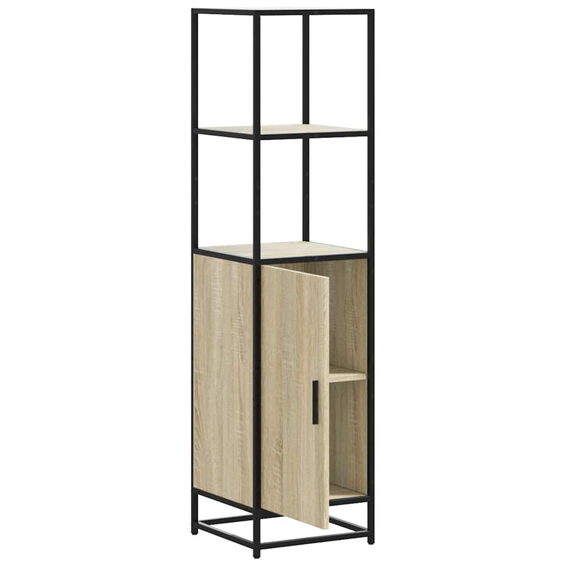 vidaXL Highboard sonoma tölgy 35,5x35x139 cm gépelt fa és fém