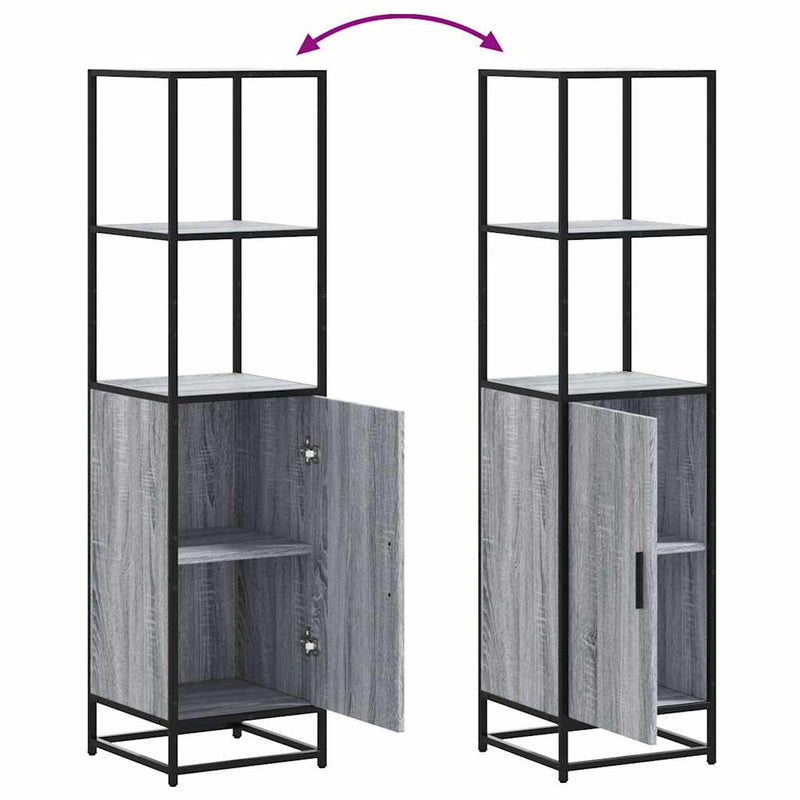 vidaXL Highboard szürke sonoma 35,5x35x139 cm gépelt fa és fém