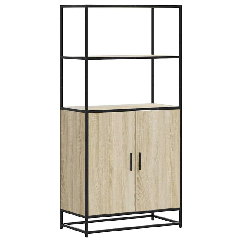 vidaXL Highboard sonoma tölgy 68x35x139 cm gépelt fa és fém