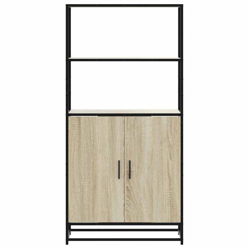 vidaXL Highboard sonoma tölgy 68x35x139 cm gépelt fa és fém