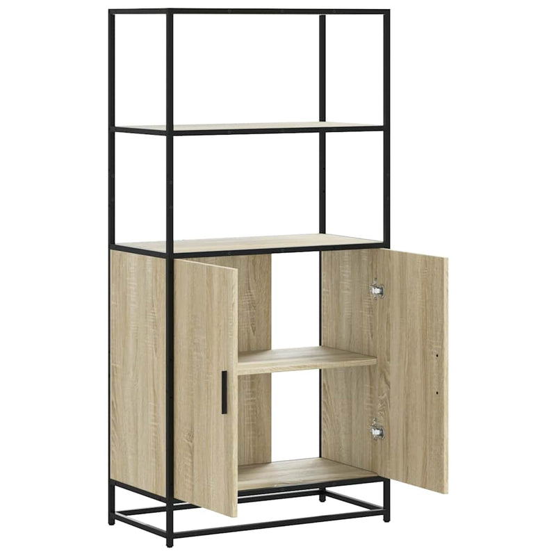 vidaXL Highboard sonoma tölgy 68x35x139 cm gépelt fa és fém