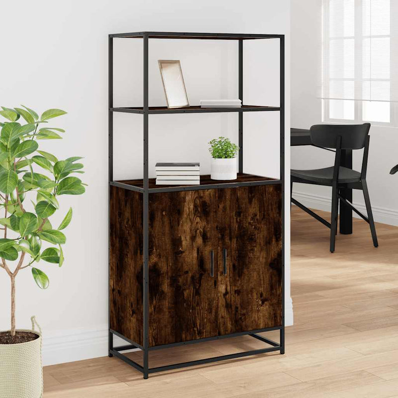 vidaXL Highboard sonoma tölgy 68x35x139 cm gépelt fa és fém