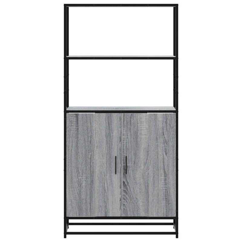 vidaXL Highboard szürke sonoma 68x35x139 cm gépelt fa és fém